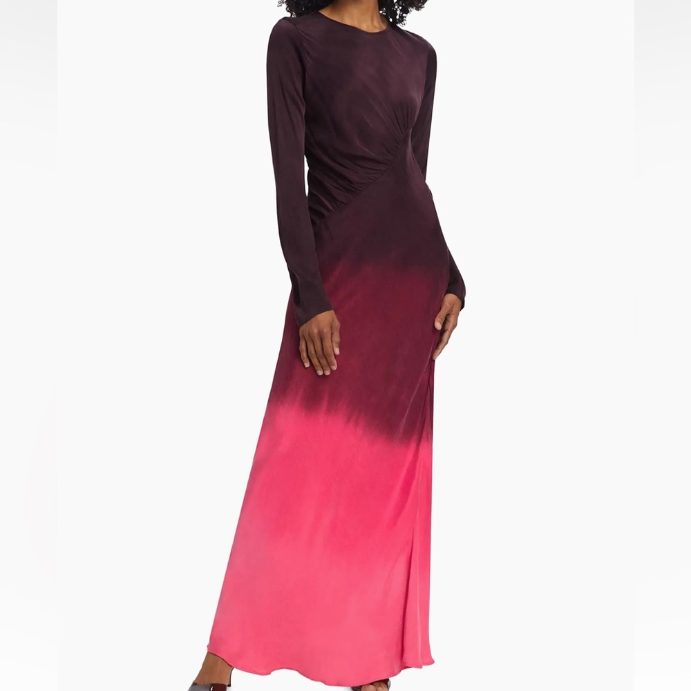 SWF SWF Fluid Drape Dip-Dye Maxi Dress in Rouge. - Picture 2 of 2
